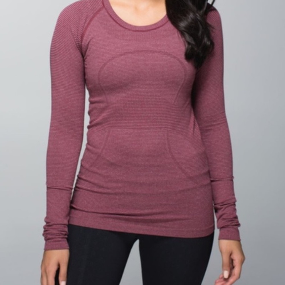 Lululemon athletica swiftly tech long sleeve in heathered Bordeaux drama size 4